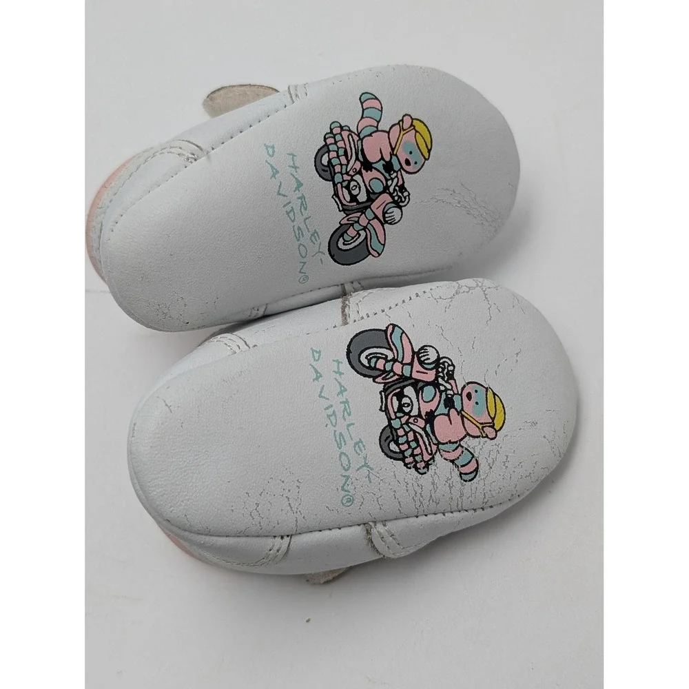 Harley Davidson Crib Shoes Girls XS White Pink Born to Ride‎ Baby Sneakers